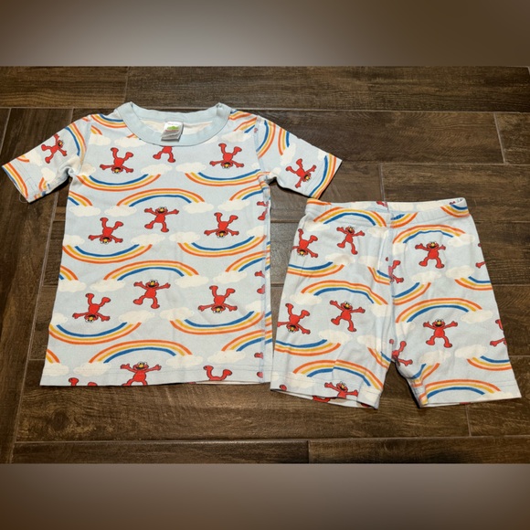 Hanna Andersson Sesame Street Elmo HannaJams short sleeve pajama set 6-7 organic - Picture 1 of 4